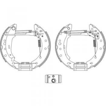 Kit de frenos para tambor HELLA 8DB 355 005-121 con cilindro de rueda y elemento de ajuste para PEUGEOT 206+ (3/5 puertas)