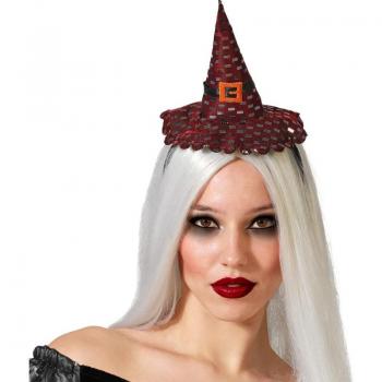Diadema Mini Sombrero de Bruja Rojo