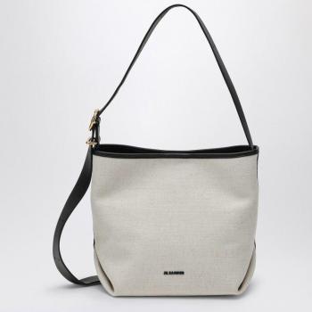 Jil Sander Women's Beige Folded Canvas Shoulder Tote Bag - One Size