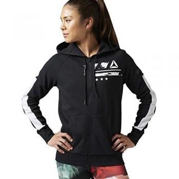 Reebok WOR CS FZ Hoodie Sudadera, Mujer, Negro