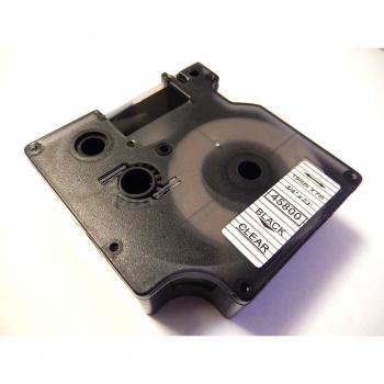 vhbw Cinta de escritura compatible con Dymo LabelManager 200, 300, 350, 350D, 360D, 400, 420P, 450 impresora etiquetas 19 mm negro a transparente