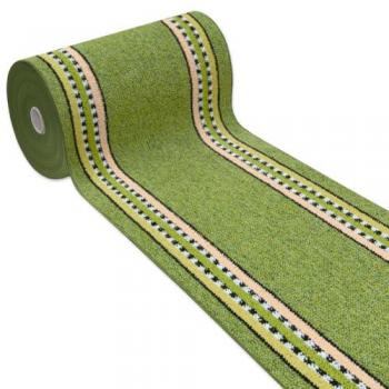 Alfombra de Cocina Verde Antideslizante 57x400 cm Lavable Made in Italy con Bordes y Rayas Laterales