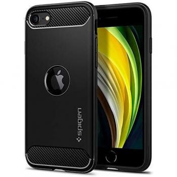 Spigen Rugged Armor, Designed for iPhone SE 2020 Case, Original Design Patent Flexible Case for iPhone SE 2020 Case - Black