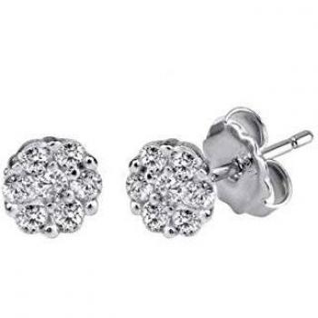 VIDAL & VIDAL Pendientes Plata botón Circonitas