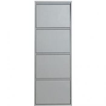 Zapatero de Acero Gris 50x15x137cm con 4 Cajones