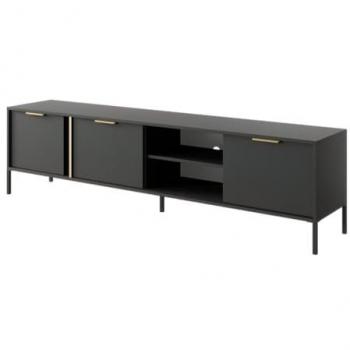 Mueble TV con 3 puertas y 2 estantes - Antracita y dorado - PAVELI