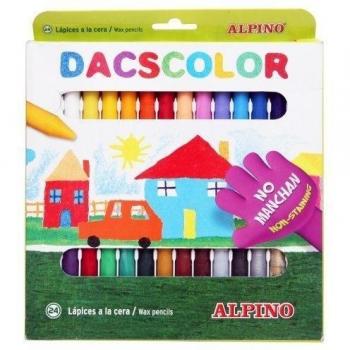 Alpino Dacscolor Ceras 24 Unidades | Ceras de Colores para Niños | Cera de Pintado Suave y Cubriente | Estuche de Ceras Semiblandas y Colores Vivos | Ceras Semiblandas