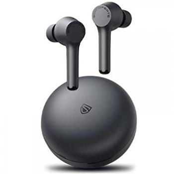 SoundPEATS Mac - Auriculares True Wireless Bluetooth Negro con cancelación de ruido, control táctil, hasta 30 horas de reproducción con estuche de carga, resistencia al agua IPX4 y compatibilidad con asistentes de voz
