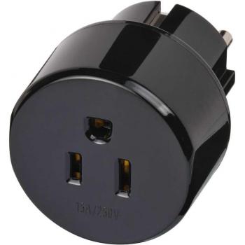 Brennenstuhl 1508520 Adaptador de Viaje de USA/Japón a Europa con Toma a Tierra, Color Negro