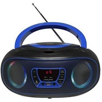 Denver TCL-212BT Azul - Radio CD con Bluetooth, USB y Luces LED