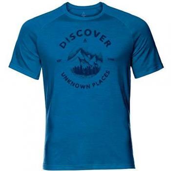 Odlo Camiseta para Hombre con Cuello Redondo Concord, Hombre, 550512, Azul Astra - Impresión Discover SS20, Small