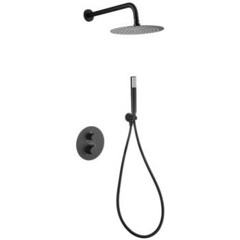Conjunto ducha termostático empotrado Génova negro mate IMEX GTG053/NG