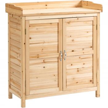 Armario de jardín de madera con 2 puertas y estante