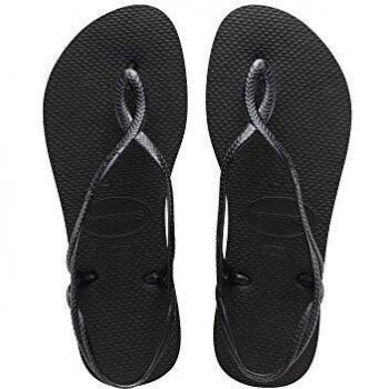 Havaianas Luna Women's Flip-Flops - Comfortable, Elegant, Non-Slip Sole, Adjustable Ankle Straps, Black