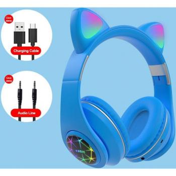 Auriculares Inalámbricos Bluetooth M2 Orejas de Gato Luminosos con Micrófono Manos Libres para Niños