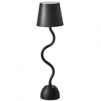 Lámpara de mesa moderna inalámbrica de aluminio negro Vouga con interruptor táctil y carga USB