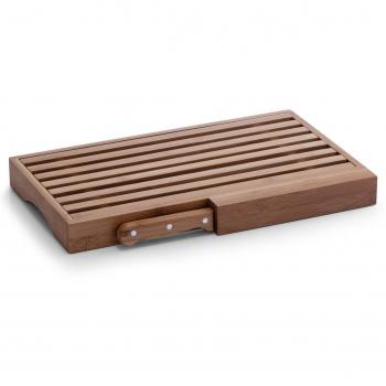 Zeller 25225 Tabla para Cortar El Pan con Cuchillo, Madera, Marrón, 39.5x23.5x4 cm