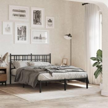 Estructura de cama con cabecero negro 135x190 cm