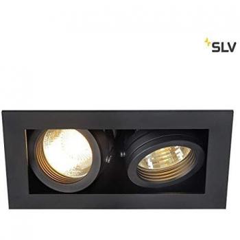 Downlight Empotrable Cuadrado SLV KADUX 2 GU10 Negro Mate, Máx. 100W, Doble Foco, Ajustable