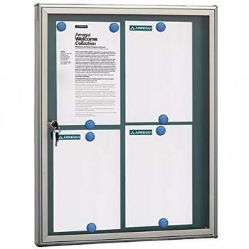 Arregui PAN72 Panel de Anuncios de Aluminio y metacrilato para 4 Hojas DIN A4, Plata