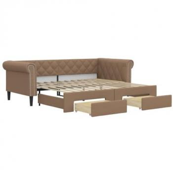 Sofá Cama Nido con Cajones Cuero Sintético Cappuccino 90x200 cm