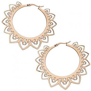 Wildcat Heart Hoops Mujer Pendiente Rosa, Acero Inoxidable,