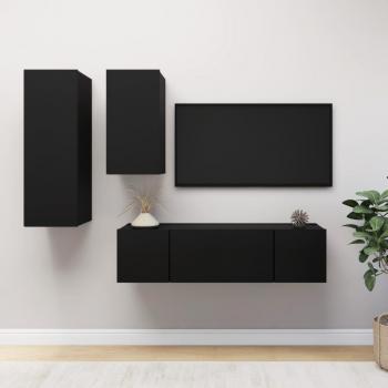 Set de Muebles para TV 4 Piezas Negro en Madera Ingenierizada