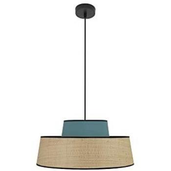 Lámpara Colgante Regulable Jia 1xE27 Natural/Turquesa 40x40 cm - Estilo Moderno
