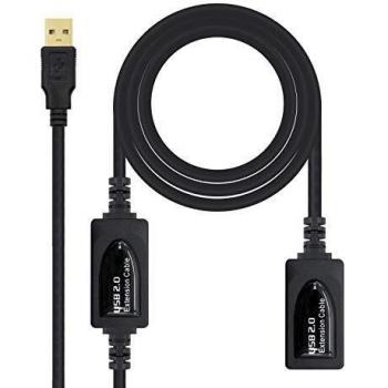 CABLE USB 2.0 PROLONGADOR CON AMPLIFICADOR AMAH 10M NEGRO NANOCABLE