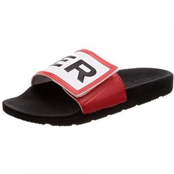Hunter Original Womens Black Adjustable Logo Pool Slides-UK 3