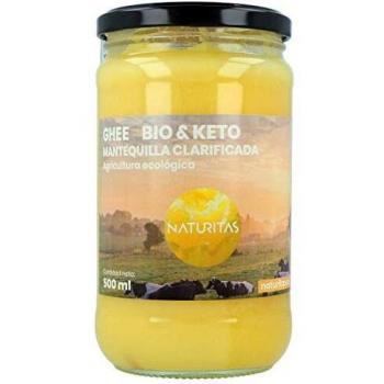 Ghee Mantequilla Clarificada Bio 100 % Naturitas 500 gr | Agricultura ecológica | Ideal para dietas Cetogénicas | Dietas Keto | Vacas alimentadas con pastos ecológicos | Sin lactosa
