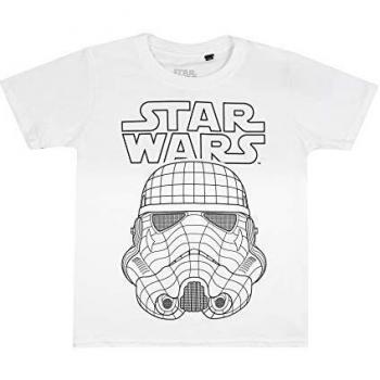 Star Wars 3D Trooper Camiseta, Blanco, Large para Niños