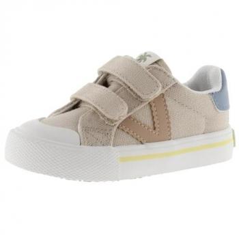 Zapatillas de lona para niños Victoria Aguamarina con doble cierre adherente y logotipo en contraste