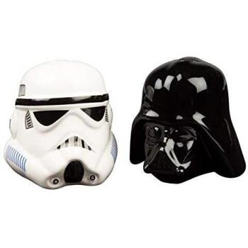 Funko SW00696 Star Wars SW00696 Darth Vader and Stormtrooper Helmet Salt and Pepper Shakers, Black and White