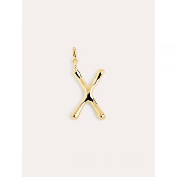 Charm Singularu Letter XL - Colgante Inicial en Aleación de Metales Bañado en Oro de 18 Kt - Letra X