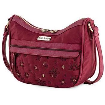 Lois - Bolso para Mujer con Bandolera y Asa de Mano Fabricado con Eco Piel y Nylon. Bordado. para Todos los días 308756, Color Granate