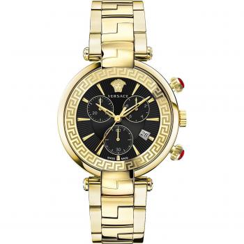 Versace Chronograph Revive Stainless Steel Bracelet Watch, Yellow female, Size: ONE SIZE