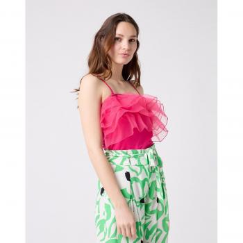 Top de tul fucsia M Naf Naf - Top de mujer de tirantes con tul