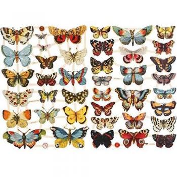 Troquelado Vintage de Mariposas - 16,5x23,5 cm, 2 Hojas, Multicolor