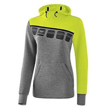 Erima Women's 5-C Hoodie Grey Marl / Lime Pop / Black