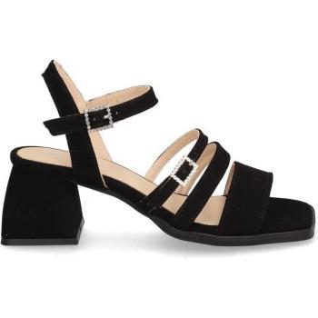 Sandalias de Tacón de Piel Ante para Mujer con Cierre de Hebilla - Alpe Dolly Negro 38, 3 a 5cm, Casual y Fiesta