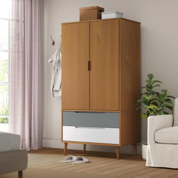 Armario MOLDE de madera maciza de pino marrón 90x55x175 cm