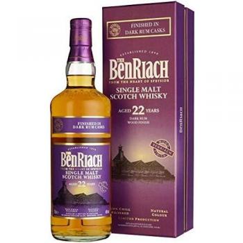 Whisky Escocés BenRiach 22 Años Acabado en Barricas de Ron Oscuro 46% 0,7l con Estuche Regalo