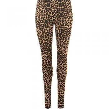 WearAll - Mujer Leggings Largos Estampado Leopardo - Marrón - 48-50