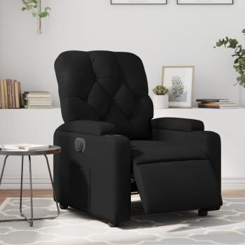 Sillón reclinable eléctrico de cuero sintético negro y gris vidaXL, cómodo para dormitorio, silla relax y sofá