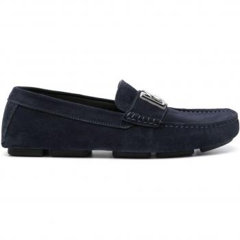 Dolce & Gabbana Men's Suede Leather Driver Shoes in Blue, Size 41