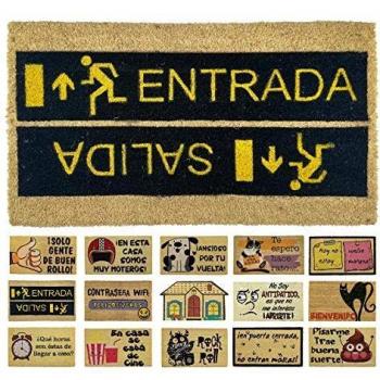 LucaHome - Felpudo de Coco Natural 70x40 con Base Antideslizante, Felpudo de Coco Divertido Entrada Salida, Felpudo Absorbente Entrada casa, Ideal para Puerta Exterior o Pasillo