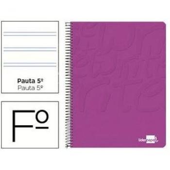 Cuaderno Espiral Liderpapel Folio Write Tapa Blanda 80H 60Gr Pauta 2,5 mm con Margen Color Rosa