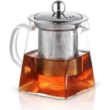 Tetera de Cristal Cuperinox con Infusor de Acero Inoxidable - Resistente al Calor, Apta para Microondas y Lavavajillas - Capacidad 950 ml