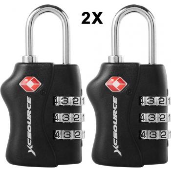 2pcs TSA Security Padlock Candados para equipaje con combinación de 3 dígitos XC303